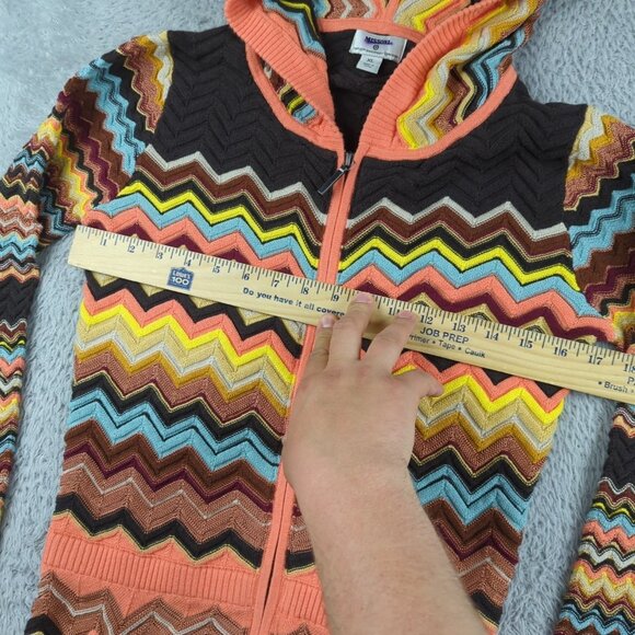 Missoni Target Hoodie Womens XL Multicolor Chevron Knit Zip Up Slim Fit Long - Picture 5 of 16